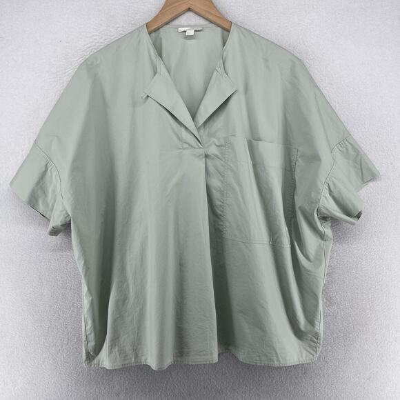 COS Top Womens 4 Popover Dolman Short Sleeve Blouse Woven Cotton Gray - Picture 1 of 13
